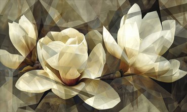 Abstract illustration with lotus flowers, AI generated