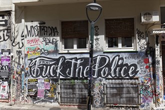 Fuck the Police, graffiti against police brutality in Exarchia, neighbourhood of the students and