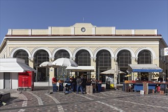 Monastiraki metro station, street vendors' stalls in front, Athens, Greece, Europe