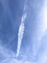 Dissipating contrail high thin cloud artificially created by aircraft engines homomutatus man-made