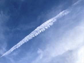 Dissipating contrail high thin cloud artificially created by aircraft engines homomutatus man-made