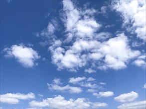 Clouds Cirrocumulus Cluster clouds of different sizes in front of blue sky, international