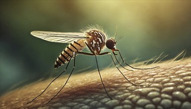 Animal, insect, mosquito, mosquito on skin, bite, close-up, AI generated, AI generated