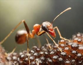 Icon, animal, insect, close-up of a Red Wood Ant, Formica rufa, AI, generated, AI generated