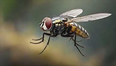 Icon, animal, insect, close-up of a housefly in flight, AI, generated, AI generated