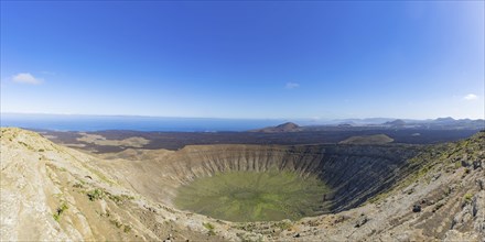 Panorama from the crater rim into the crater of Caldera Blanca, Parque Natural de Los Volcanes,