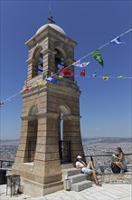 Bell tower on Lycabettus Hill, Lykavittos, viewing terrace, Athens, Greece, Europe