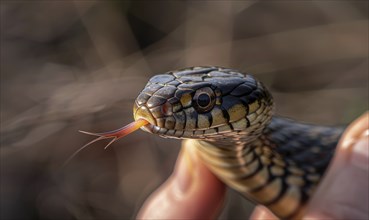 Water snake coiled around wrist AI generated