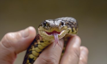 Water snake coiled around wrist AI generated