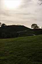 Hills and walkway, Olympiapark Süd, Munich, Bavaria, Germany, Europe