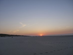 Spacious beach at sunset, soft light and quiet atmosphere, juist, east frisia, Germany, Europe