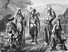 Population, People from Caucasia, Caucasians, Caucasus, 1880, Historical, digital reproduction of