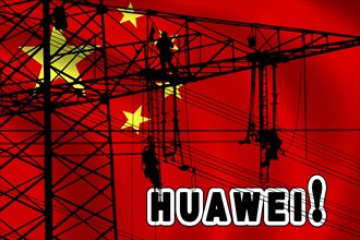 Symbolic image, Huawei, Germany, China, surveillance, social spider web, trade dispute, punitive