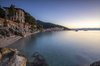 Beautiful historic skyline of a village on the Mediterranean, taken in the morning at sunrise on