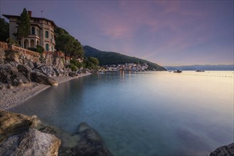 Beautiful historic skyline of a village on the Mediterranean, taken in the morning at sunrise on