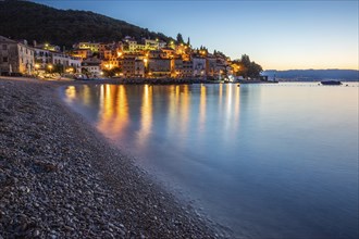 Beautiful historic skyline of a village on the Mediterranean, taken in the morning at sunrise on