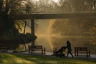 The Grugapark, Essen, botanical garden, park for leisure and recreation, at the Margarethensee,