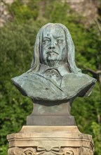 Bust of Per Brahe (1602, 1680) in the square in Gränna. Swedish count and builder of Brahehus,