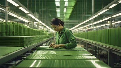 Close up view in green factory symbolizing green washing concept, AI generated