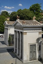 Monumental entrances, neoclassical propylaea, Villa Borghese, Piazzale Flaminio, Lazio region,