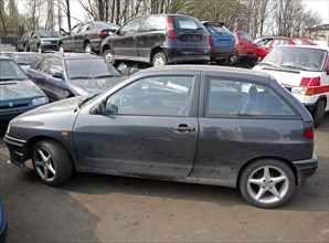 Berlin, 09.0420.09, Vehicles for scrapping at a scrap yard of a car recycler, Berlin, Germany,