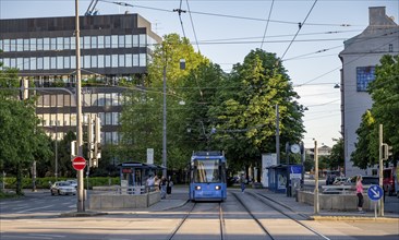 Tram, tram 21 to Westfriedhof at the stop Stiglmaierplatz, Munich, Upper Bavaria, Bavaria, Germany,