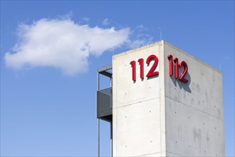 Symbolic image, emergency number 112 on a building, facade, emergency call, emergency, police, fire