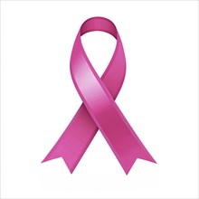 Pink ribbon over a transparent background. Symbol of Breast Cancer awareness. AI generated