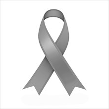 Gray ribbon over a transparent background. Symbol of brain cancer and diabetes awareness. AI