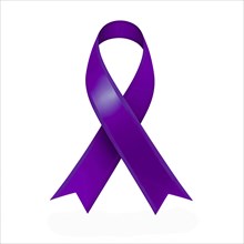 Purple ribbon over a transparent background. Symbol of Alzheimer's awareness and domestic violence