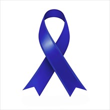 Dark blue ribbon over a transparent background. Symbol of colon cancer and child abuse prevention.