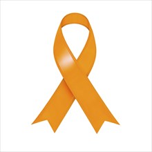 Orange ribbon over a transparent background. Symbol of leukemia, kidney cancer, and racial