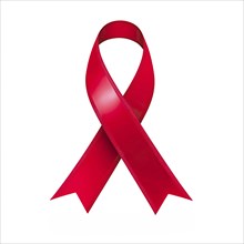 Red ribbon over a transparent background. Symbol of HIV/AIDS and drug prevention awareness. AI