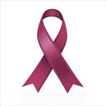 Burgundy ribbon over a transparent background. Symbol of brain aneurysm, cesarean section, and