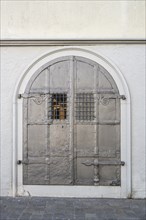 Forged iron door on a historic old town house, monastery quarter, old town of Sankt Gallen, Canton