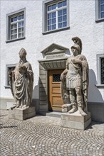 Entrance to St Gall's Chapel, flanked by larger-than-life stone statues of Desiderius of Vienne and