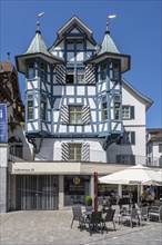 Historic half-timbered house in Gallusstrasse, monastery quarter, old town of Sankt Gallen, Canton