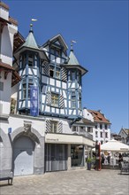 Historic half-timbered house in Gallusstrasse, monastery quarter, old town of Sankt Gallen, Canton