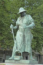 Sculpture Hüttenmann Frieder by Friedrich Reusch 1902 as a symbol for workers in the former hammer