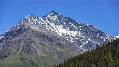 View of the Valais Alps, here the summit of Les Diablons, Val d'Anniviers, Valais Alps, Canton