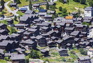 View of the historic village centre of Grimentz, Val d'Anniviers, Valais Alps, Canton Valais,