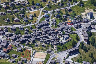 View of the historic village centre of Grimentz, Val d'Anniviers, Valais Alps, Canton Valais,