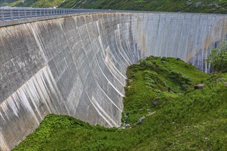 Concrete dam wall of the Moiry dam, near Grimentz, Val d'Anniviers, Valais Alps, Canton Valais,