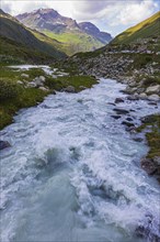 Glacier stream below the Moiry glacier, near Grimentz, Val d'Anniviers, Valais Alps, Canton Valais,