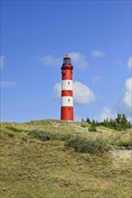 Amrum lighthouse on large dune, Wittdün, Amrum, North Frisian Island, North Frisia,