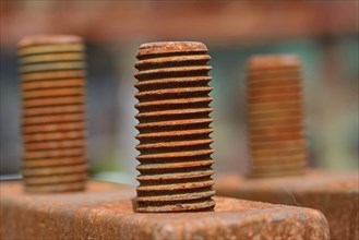 Grunge background of rusted metal bolt