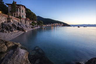 Beautiful historic skyline of a village on the Mediterranean, taken in the morning at sunrise on