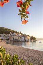 Beautiful historic skyline of a village on the Mediterranean, taken in the morning at sunrise on