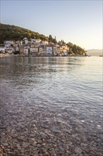 Beautiful historic skyline of a village on the Mediterranean, taken in the morning at sunrise on