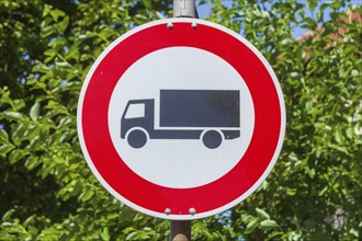 Traffic sign No through traffic for lorries, Germany, Europe